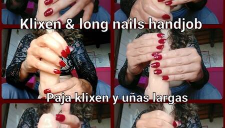 Klixen handjob with long red nails - hands fetish - nails fetish