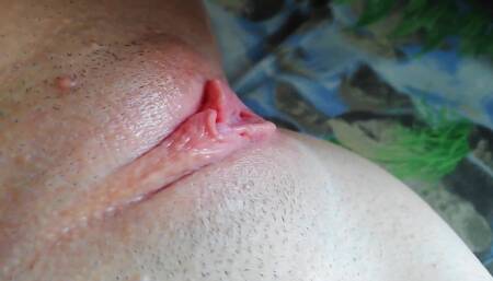 Cunnilingus close-up, eating my pussy every morning