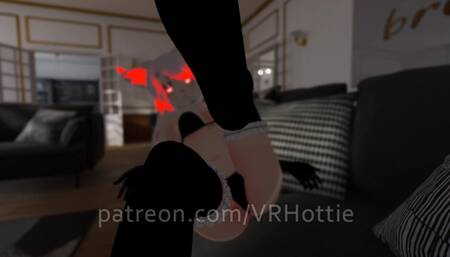 Red Head Maid With Thigh Highs Face Sitting Foot Job Stepping on Couch POV Lap Dance