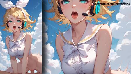 Kagamine Rin shows off her perfect body and boobs