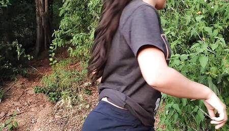 Cute latina girl flashes her tits and ass outdoors