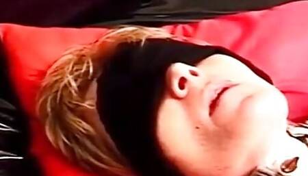 Blindfolded slut gets tied up and whipped