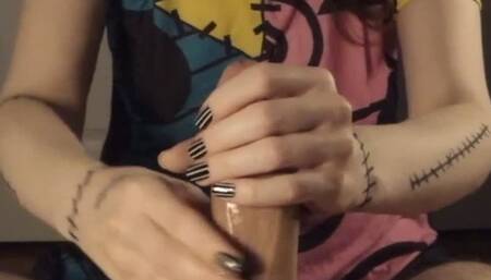 Vertical - This is Halloween! Sally strokes Jack's bone