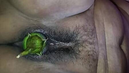 The south indian bhabhi self enjoying with brinjals