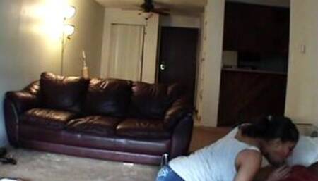 Cheating teen slut caught sucking on cock