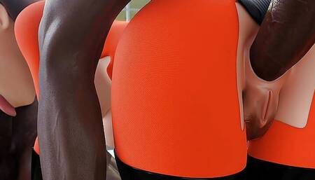 Fortnite x Incredible Helen Parr Spitroast With Two BBC Sucking and Fucking On Halloween