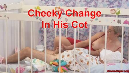 Cheeky Change In His Cot