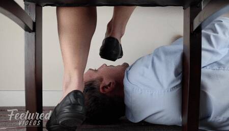 You've been demoted to my office foot bitch