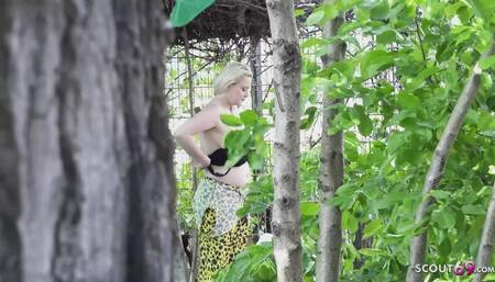 GERMAN SCOUT - Big natural Bouncing Tits Girl Sandra Sweet talk to Public Casting Fuck