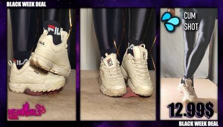 Fila Disruptor very brutal Cock Crush, Spitting and Brutal Shoejob with Cum