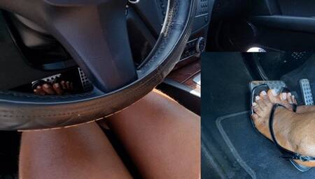 Pedal Queen SPEEDING Frenzy With Shoe Play In Thong Heels!