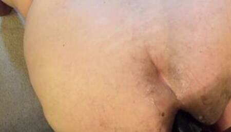 Big Black Dildo Fucks Hairy Chub Gay