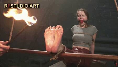 Leya - Bastinado, Roasting Soles with Fire, and Large Ballgag (FULL HD MP4)
