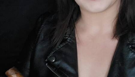 Smokingf a Winston Churchill Cigar wearing my leather jacket and gloves