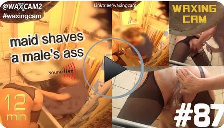 MAID SHAVES A MALE'S ASS #87