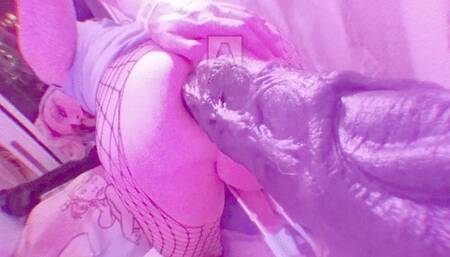 Butt Girl Tiffany Ciskiss Neon Sissy Fucking Fem Ass On Xxxl Seahorse Dildo