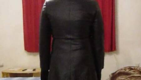 Leather coat and fetish mask