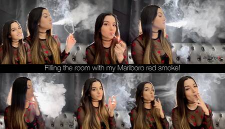 Filling the room with my Marlboro Red smoke! Includes nose exhales, cone exhales, residual exhales, OMI’s, snaps, audible inhales and exhales, visible smoke and more!