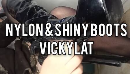 Nylon & shiny boots