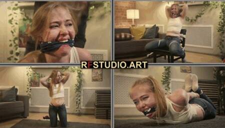 Olesya Bound by the Rigger Part 1 - Cleave Gag, Chair Tie, and Tight Hogtie (FULL HD MP4)