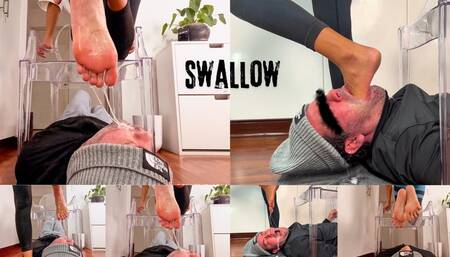 Convulsive Foot gagging - Mistress Enola - Brutal deep feet un til slave CRIES ! 4K