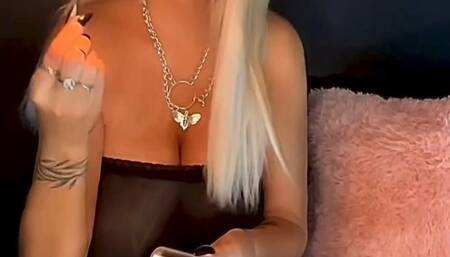 Daisy Smokes a VS120 in a Sheer Black Dress