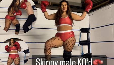 Skinny male KO’d by BBW