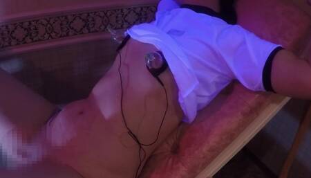 A lewd masochist is restrained in an SM chair. Continuous orgasm with vibrator PART9