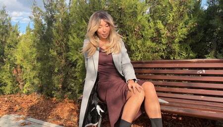 I saw a blonde masturbating in the park in public and fucked her