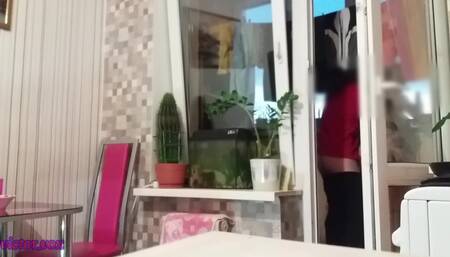 husband went to shower, wife without panties seduced friend