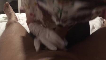 Milf comes to get a throat traning and do sloppy wet blowjob with her spit ( get messy on my dick).