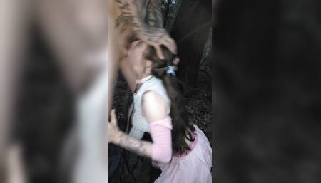 Rough sloppy Facefuck cum in throat school girl