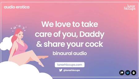 ASMR We love to take care of you, Daddy, and share your cock [Audio Roleplay] [Threesome]