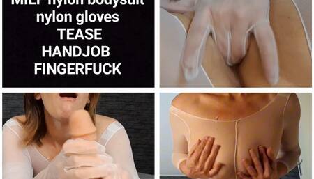 BUNDLE MILF nylon bodysuit nylon gloves TEASE HANDJOB FINGERFUCK