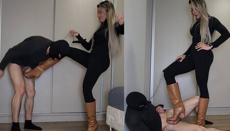Sexy Lytta Kicks bitch balls HARD for taking too long to buy her boots - BALLBUSTING - FEMALE DOMINATION - FOOT DOMINATION - FEMDOM - CBT - HUMILIATION - FOOT SLAVE - BOOTS - FINDOM - COLLAR - KICK - 720p