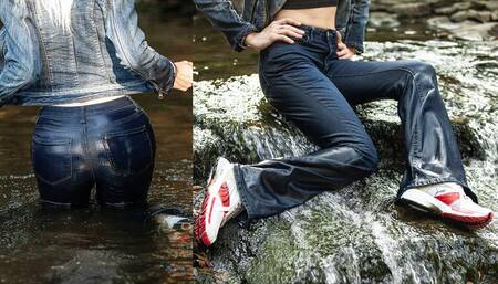 Soaking my Vevet Denim jeans in waterfall + wet river walk
