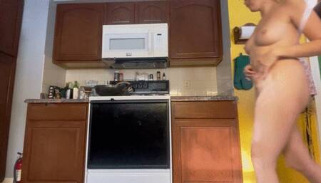 Casual naked cooking stare at my ass