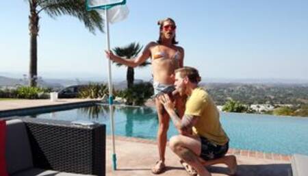 My shemale poolgirl let me suck her dick