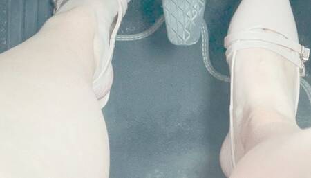 Nude Tights, Nude Slingback Shoes Pedal Pumping