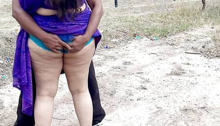 Sexy Indian Couple Romance in Outdoor - Saree Sex - Saree lifted up and Ass Spanked