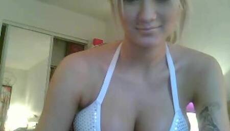 Blonde with Big Fake Tits on Webcam