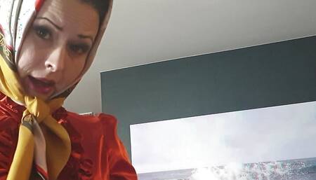 A Lady in Stockings and Silky Headscarf