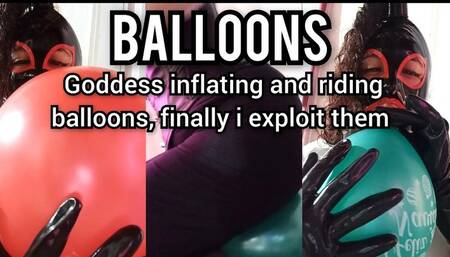 Goddess inflating and riding balloons