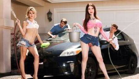 These shemales wash more than just cars