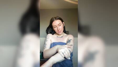 British college teen lotion ASMR tease