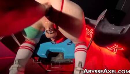 Hungry Axel Abysse took mouth fisting and double anal punches at the back of the club
