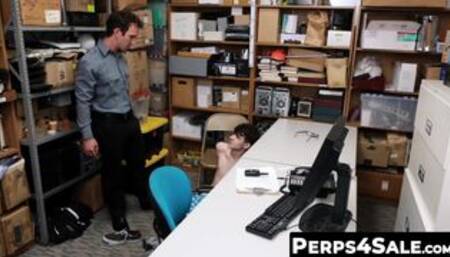 Sweet teen shoplifter stripped and banged by horny gay guard