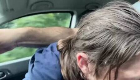 Street Whore Gives Road Head. This Slut Polishes My Knob While Driving