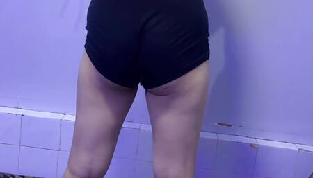 Homemade workout on bed of college girl