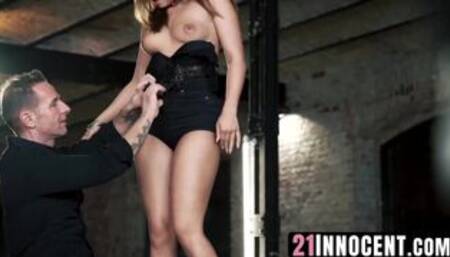 21Innocent.com - Big dick David Perry licks the feet of brunette Azure Angel before f